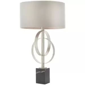 image of Merano Trento Table Lamp Antique Silver Leaf & Mink Satin Fabric