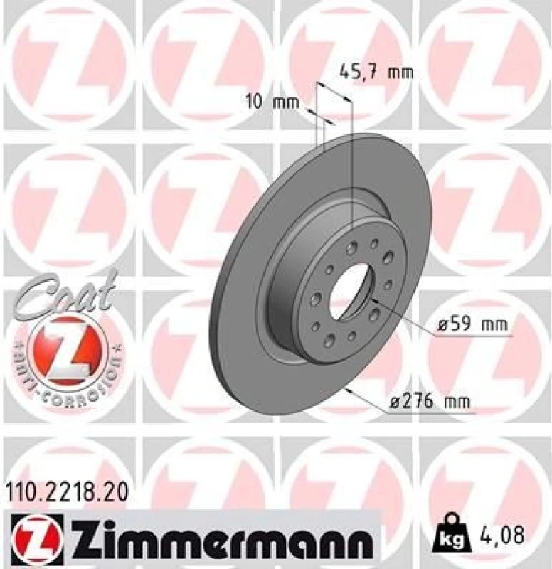 Image of ZIMMERMANN Brake disc ZIMMERMANN 110.2218.20