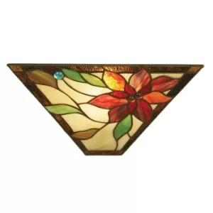 image of Lelani 1 Light Indoor Wall Uplighter Dark Bronze with Tiffany Glass, E14