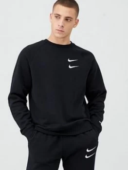 Image of Nike Swoosh Crew Sweatshirt - Black/White Size M Men