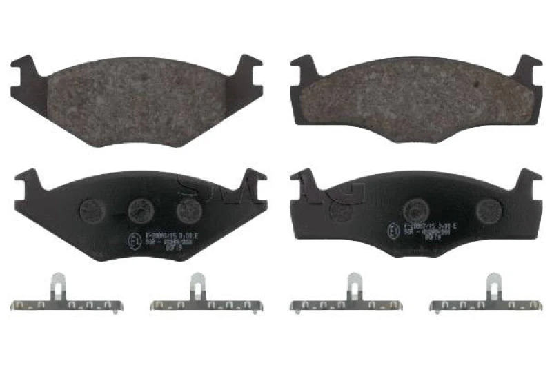 Image of SWAG 30 91 6076 Brake pad set Front Axle, excl. wear warning contact, with fastening material Brake Pad Set,disc brake (402)