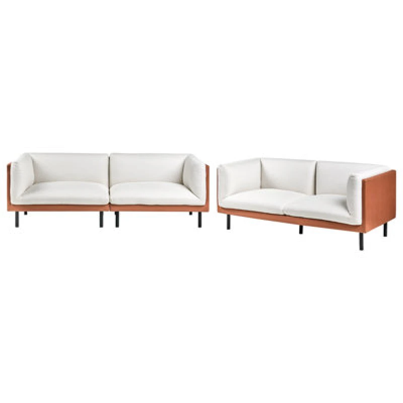 Image of Beliani Living Room Set 5 Seater Vorgod Fabric Off-White