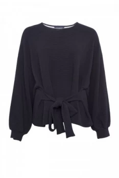 Image of French Connection Freya Texture Jersey Tie Waist Top Blue