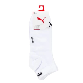 Puma 3 Pack Quarter Plain Socks - White