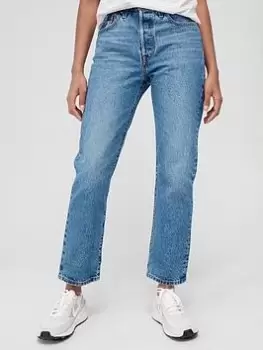 Image of Levis 501® Crop Straight Leg Jean - Medium Indigo Worn In, Blue, Women