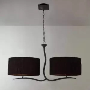 Image of Eve 2 Arm pendant lamp 4 Bulbs E27, anthracite with Black oval lampshade