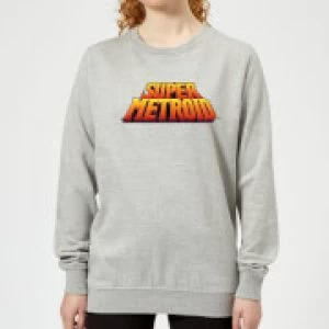 Image of Nintendo Super Metroid Retro Logo Colour Womens Sweatshirt - Grey - XL