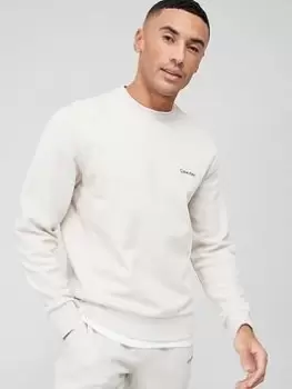 Image of Calvin Klein Micro Logo Repreve Sweatshirt - Beige , Beige, Size L, Men