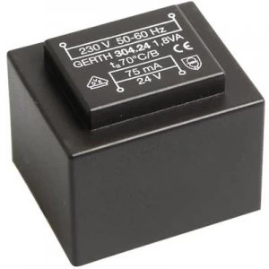 Image of PCB mount transformer 1 x 230 V 1 x 24 V AC 1.80 VA 75 mA