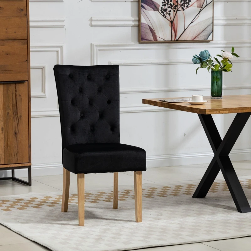 Image of Pienza Velvet Dining Chairs - Set Of 2 - Black