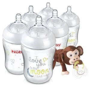 image of Nubys Natural Touch 270ml Bottles 6 Pack Snoozie Soother