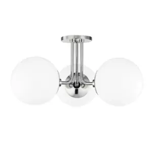 image of Stella 3 Light Semi Flush Polished Nickel, Glass