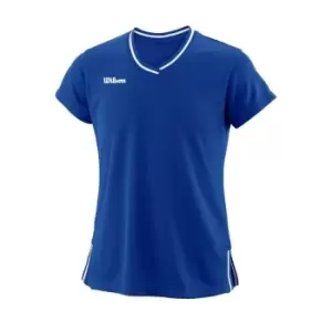 image of Wilson Team V Neck T Shirt Junior Girls - Blue