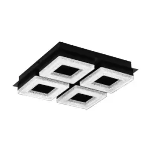 Image of Wall Flush Ceiling Light Colour Black Shade Black Clear Plastic Crystal LED 4x4W