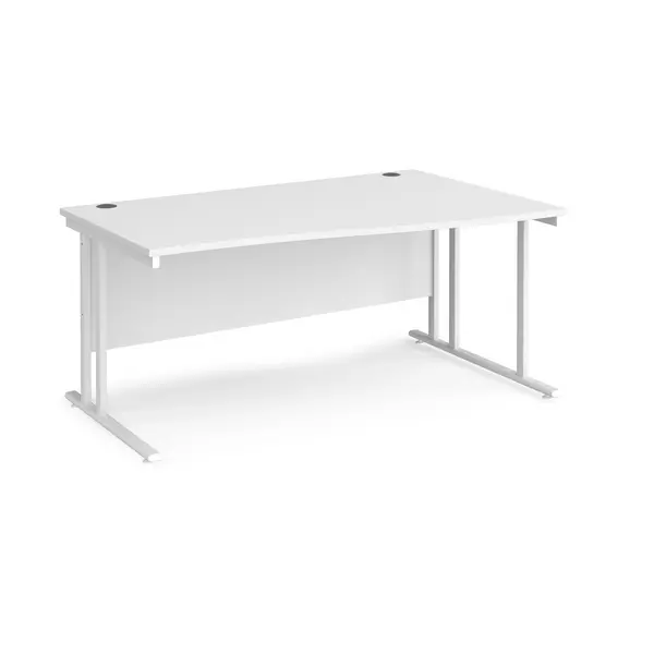 image of Maestro 25 Wave Desk White Frame and White Table Top - Right Hand - 1600mm