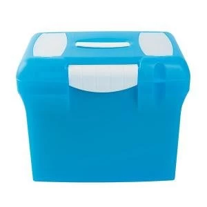Image of A4 File Box Plastic with Suspension Files and Index Tabs Blue A4PLBLX