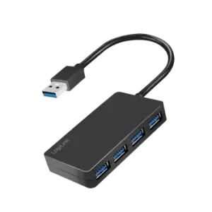 image of LogiLink USB 3.0 Hub, 4-port, 4x USB-A, buspowered, black