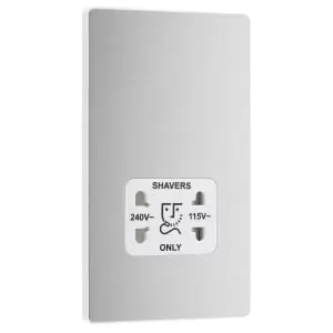Image of BG Evolve Brushed Steel Dual Voltage Shaver Socket - 115 / 240V