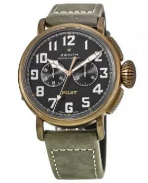 image of Zenith Pilot Type 20 Chronograph Bronze Case Leather Strap Mens Watch 29.2430.4069/21.C800 29.2430.4069/21.C800