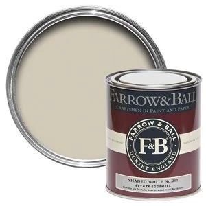 Image of Farrow & Ball Estate Shaded white No. 201 Eggshell Metal & wood Paint 0.75L