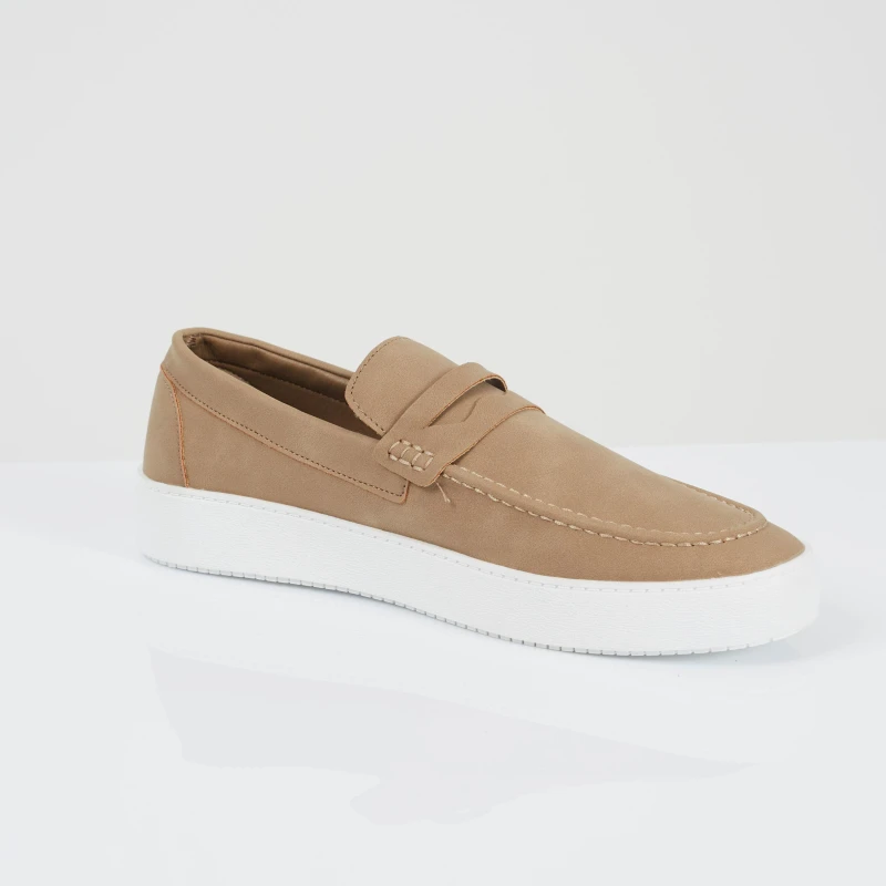 Image of Brave Soul Mens Faux Suede Loafers in Taupe Size: 9 Taupe Male 9