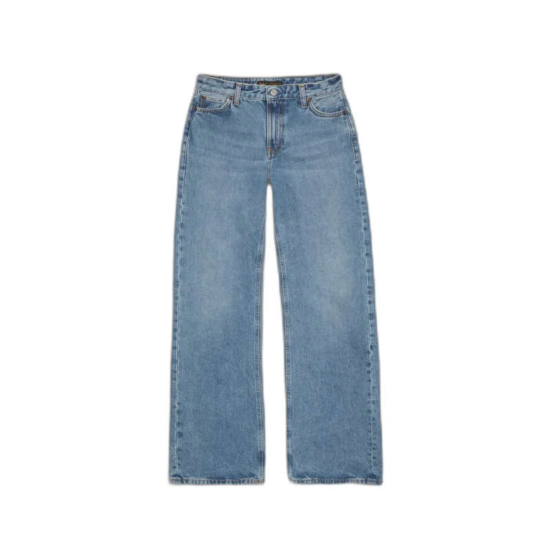 Image of Nudie Jeans Loose Womens Jeans Nudie Jeans Wide Heidi Worn Treasure Bleu Female 28x32