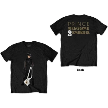 Image of Prince - W2A White Guitar Unisex Large T-Shirt - Black