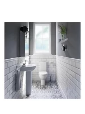 image of Victoria Plum Round Compact Close Coupled Toilet And Basin Pack