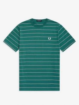 image of Fred Perry Fine Stripe T-Shirt, Teal Size M Men