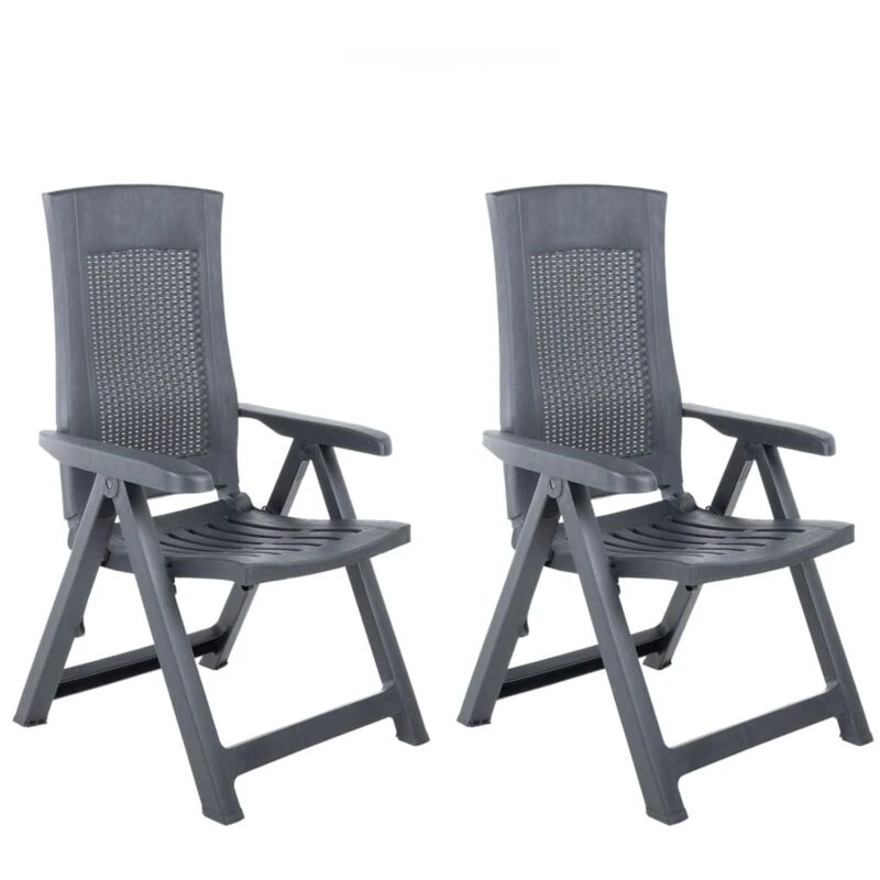 Image of VIDAXL Garden Reclining Chairs 2 pcs Plastic Anthracite Vidaxl 8719883859453