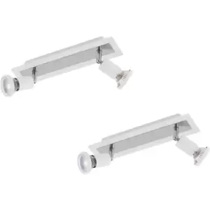 Image of 2 PACK Wall Ceiling 2 Spot Light Colour White Chrome Shade & Back Plate GU10 5W