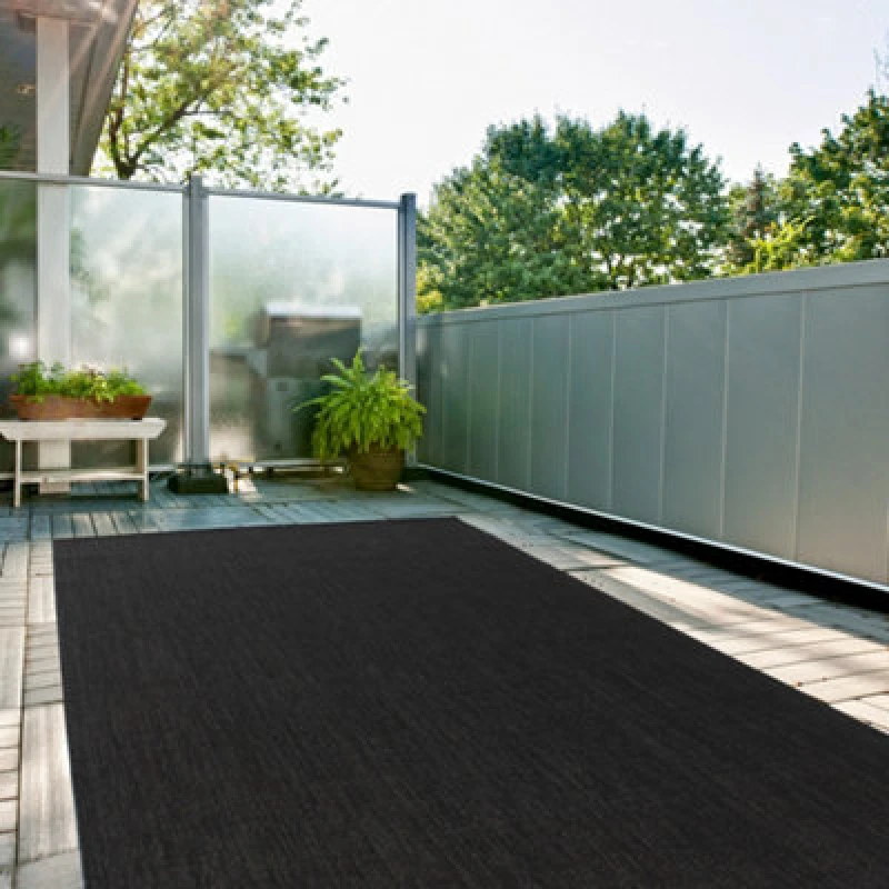 Image of The Rugs Ecology Collection Outdoor Patio Garden Rug Black Solid Design Weatherproof Jet Washable 500Bl