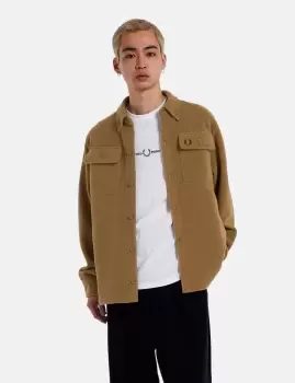 Image of Fred Perry Reverse Fleeceback Overshirt - Shaded Stone Brown