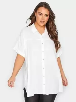 image of Yours Short Sleeve Shirt White, Size 20, Women