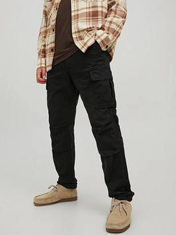 Image of Jack & Jones Black / Black Carrot Fit Cargo Trousers Black Male 28S 197556UK