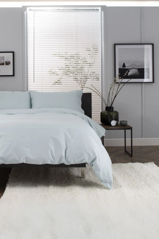 Image of The Lyndon Company The Lyndon Company Luxury 100% Cotton 200 Thread Count Duvet Cover Set in Pale Green Size: Single Pale Green Single Unisex 505499