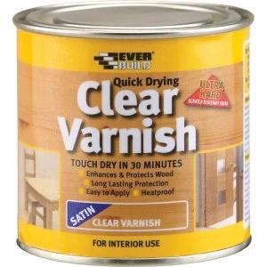 Everbuild Quick Drying Wood Varnish Clear Satin 250ml