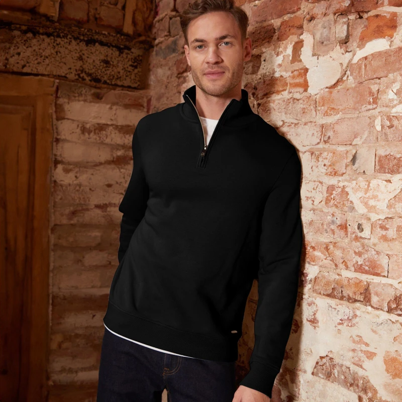 Image of Threadbare Mock T-Shirt Quarter Zip Sweatshirt - Black L