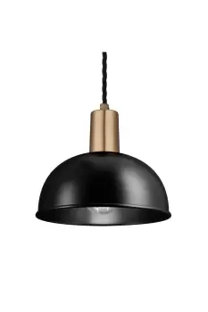 Image of Sleek Dome Pendant, 8 Inch, Black, Brass Holder