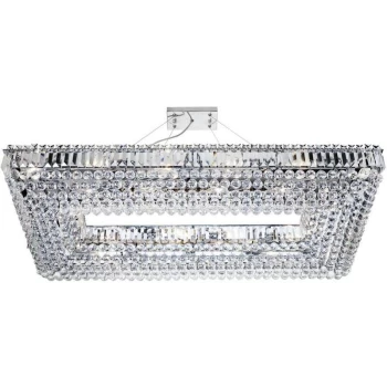 image of Searchlight Lighting - Searchlight Vesuvius - 24 Light Ceiling Pendant Chrome with Crystals - Rectangle Frame, E14