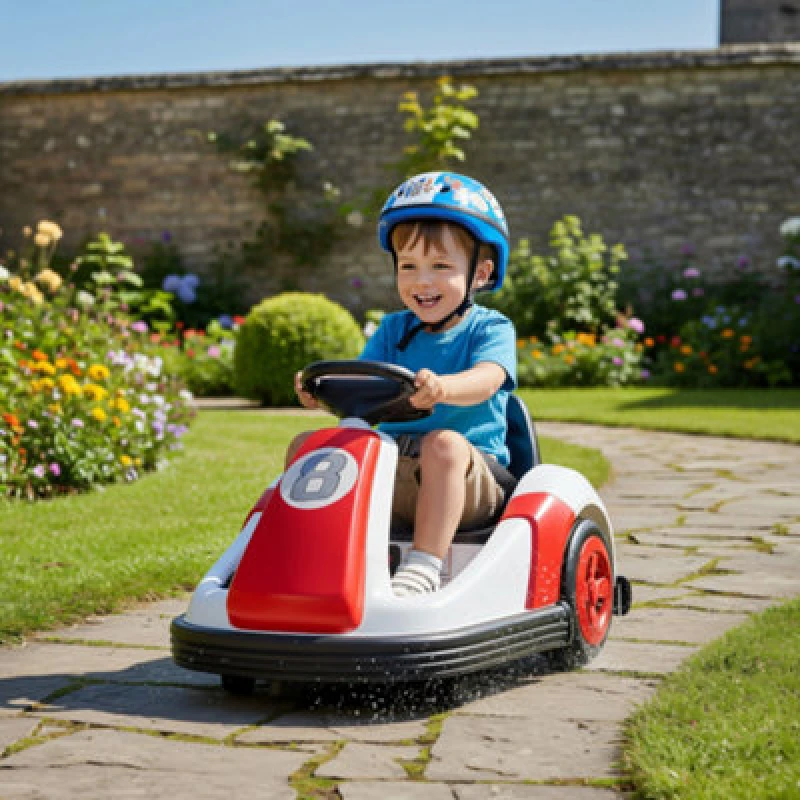 Image of AIYAPLAY Kids Bumper Car with 360-Degree Rotation Spin, Safety Belt, Red, Red 370-398V70RD