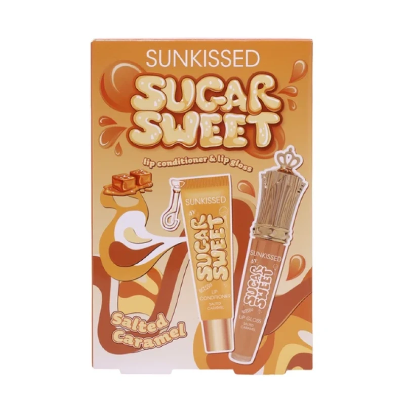 Image of Sunkissed Sugar Sweet Salted Caramel Gift Set 16ml Lip Conditioner + 8ml Lip Gloss
