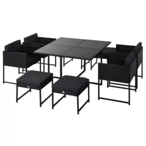 Image of Outsunny 9Pc Outdoor Patio Furniture Pe Rattan Wicker Dining Cube Set