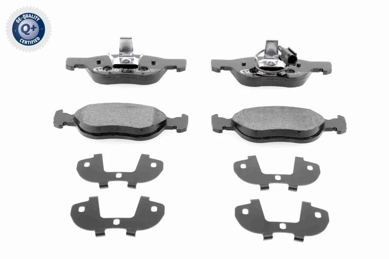 Image of VAICO V24-0080 Brake pad set Front Axle, with integrated wear warning contact, Q+, original equipment manufacturer quality Brake Pad Set,disc brake (