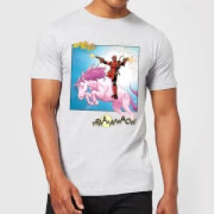 Image of Marvel Deadpool Unicorn Battle Mens T-Shirt - Grey - 3XL