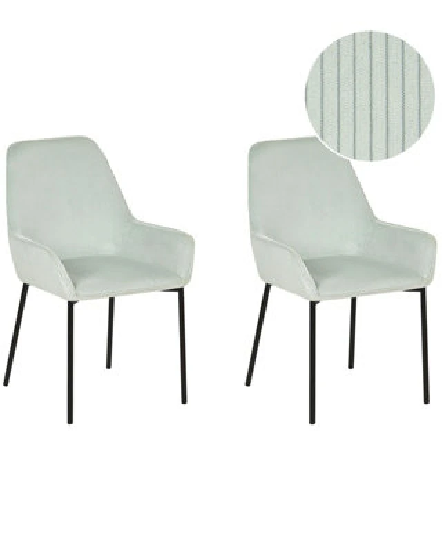 Image of Beliani Set Of 2 Dining Chairs Loverna Corduroy Mint Green