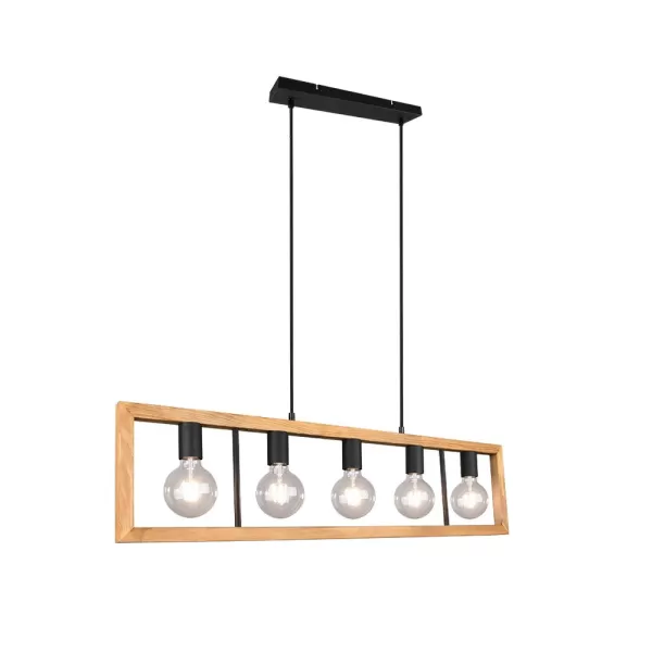 image of Agra Vintage 5 Light Bar Pendant Ceiling Light Black Matt