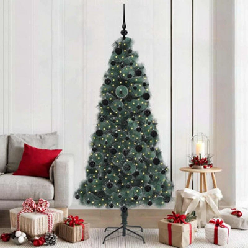 Image of Vidaxl Artificial Pre-Lit Christmas Tree With Ball Set Green 210 Cm