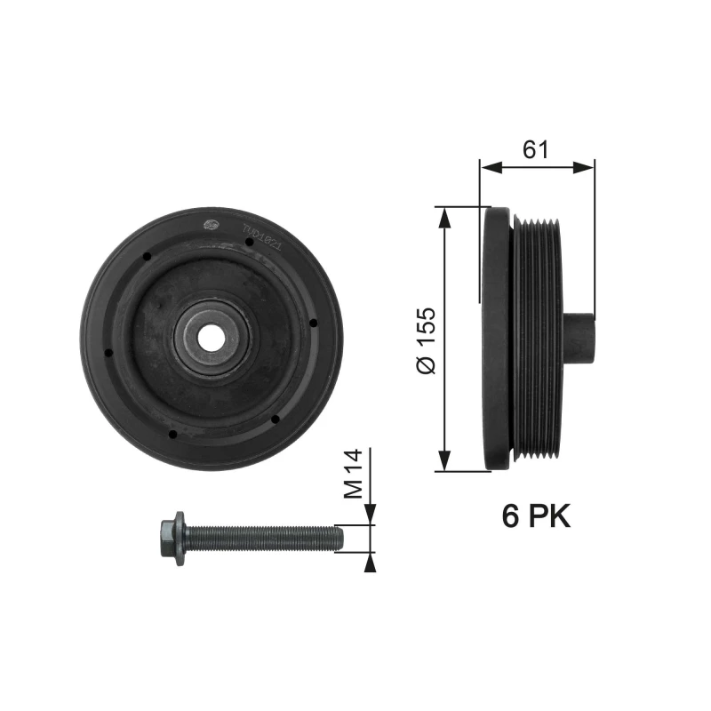 Image of GATES Crankshaft pulley GATES TVD1021A