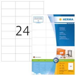 image of HERMA Labels Premium A4 70x37mm white paper matt 2400 pcs.